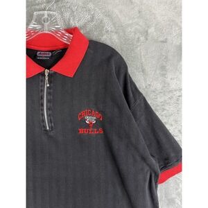 Vintage 90s Chicago Bulls Polo Shirt Mens XL Iron Knights Active Zip‎ Up NBA